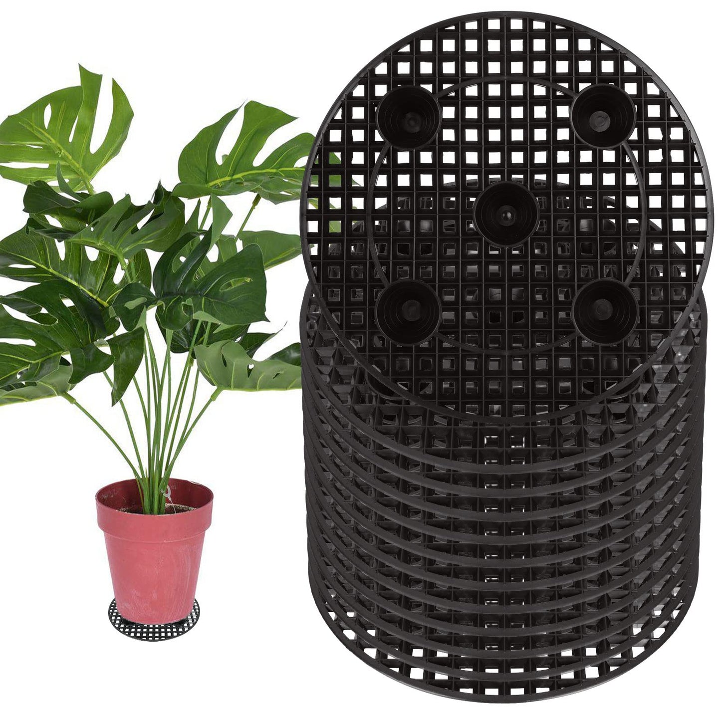 EATHEATY 12 PCS Plant Risers for Inside Pots - 12 Inch Plastic Plant Stand Pot Elevator - Plant Lifter Deck Protectors for Pots, flower, Indoor and Outdoor Use