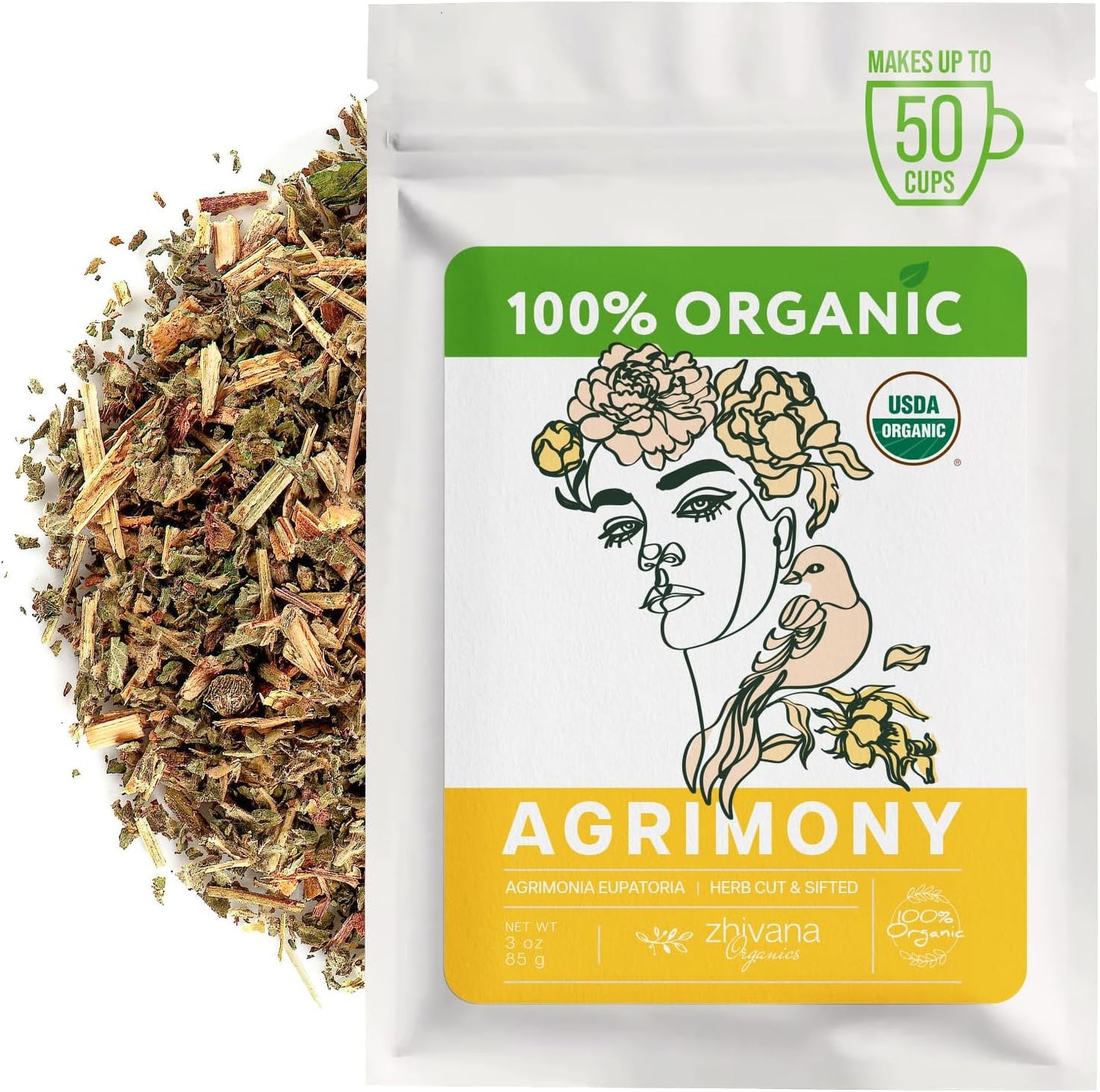 Organic Agrimony Herb (3oz.) - Agrimonia eupatoria – Dried Agrimoney Loose Leaf Tea – Traditional Digestive Herbal Tea – Product of Ukraine