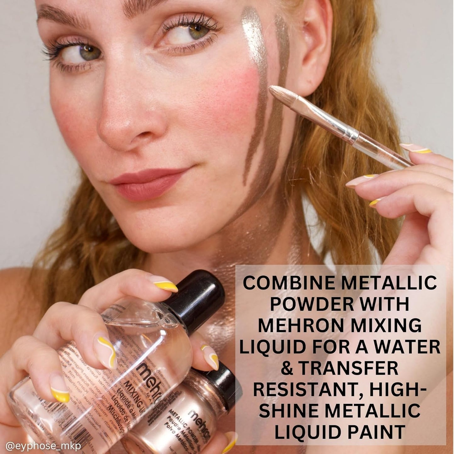 Mehron Makeup Metallic Powder (.17 oz) with Mixing Liquid (1 oz) (BRONZE)