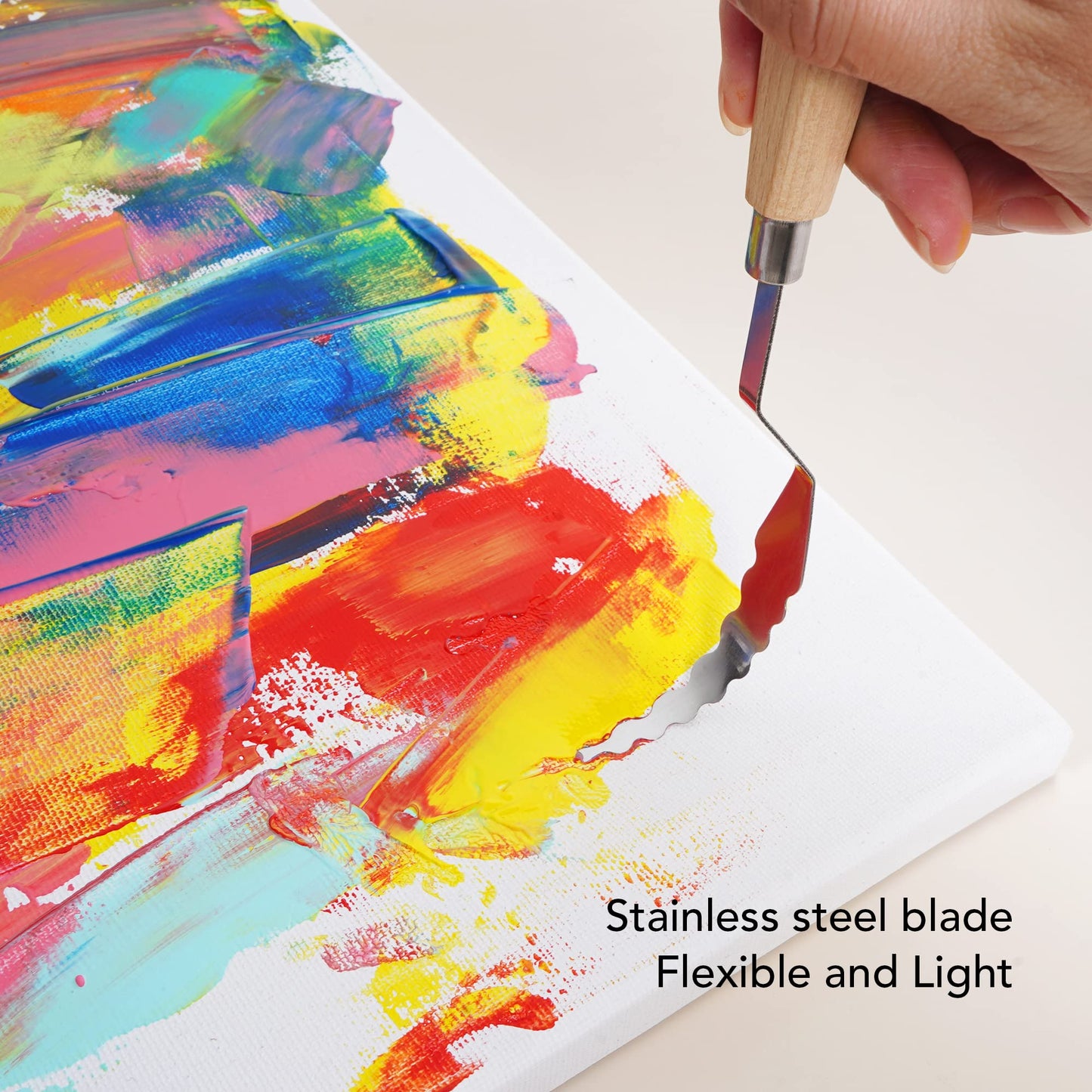 CONDA Palette Knife Set -10Pcs Stainless Steel Spatula Pallet Knife Painting Tools Metal Knives Wood Handle with Different Shapes and Sizes
