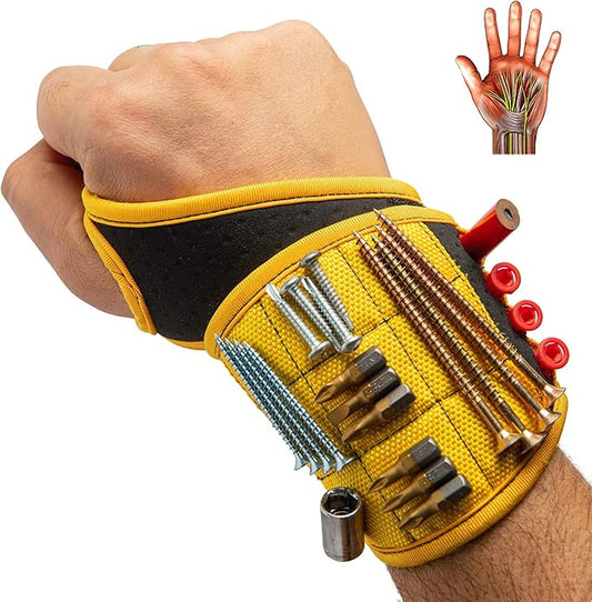 BINYATOOLS Magnetic Wristband for Tools Magnet Screw Holder Wrist Support Keeps Screws Nails, Drill Bits Handy Unique Tool Gadgets Menâs Gadgets Dad Gadgets Perfect Christmas Gifts Stocking Stuffers