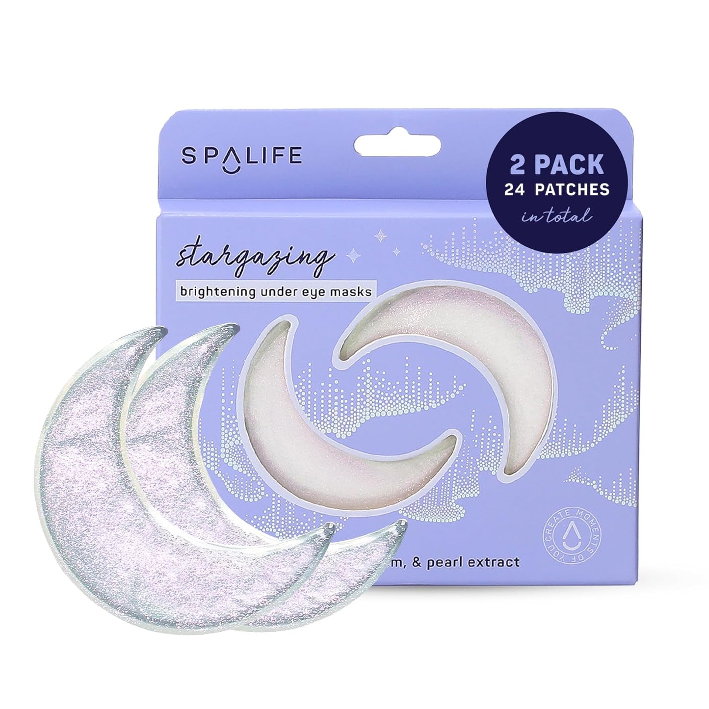 SpaLife Beauty Stargazing Radiating Under Eye Masks â Hydrogel Eye Patches for Dark Circles, Puffy Undereyes, & Discoloration with Vitamin C & Snow Mushroom â 2-in-1 Skincare Treatment â 24 Pairs