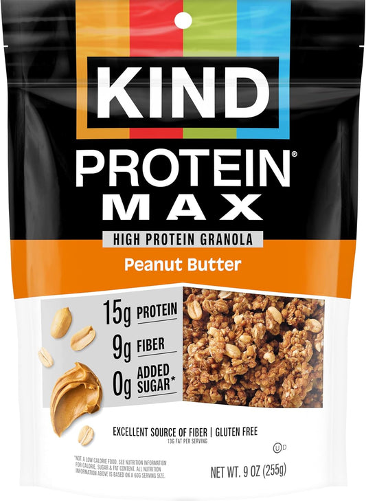 KIND Protein MAX Granola, Peanut Butter, Gluten Free, High Protein, Keto Snacks, 15g Protein, 9oz, 1 Count