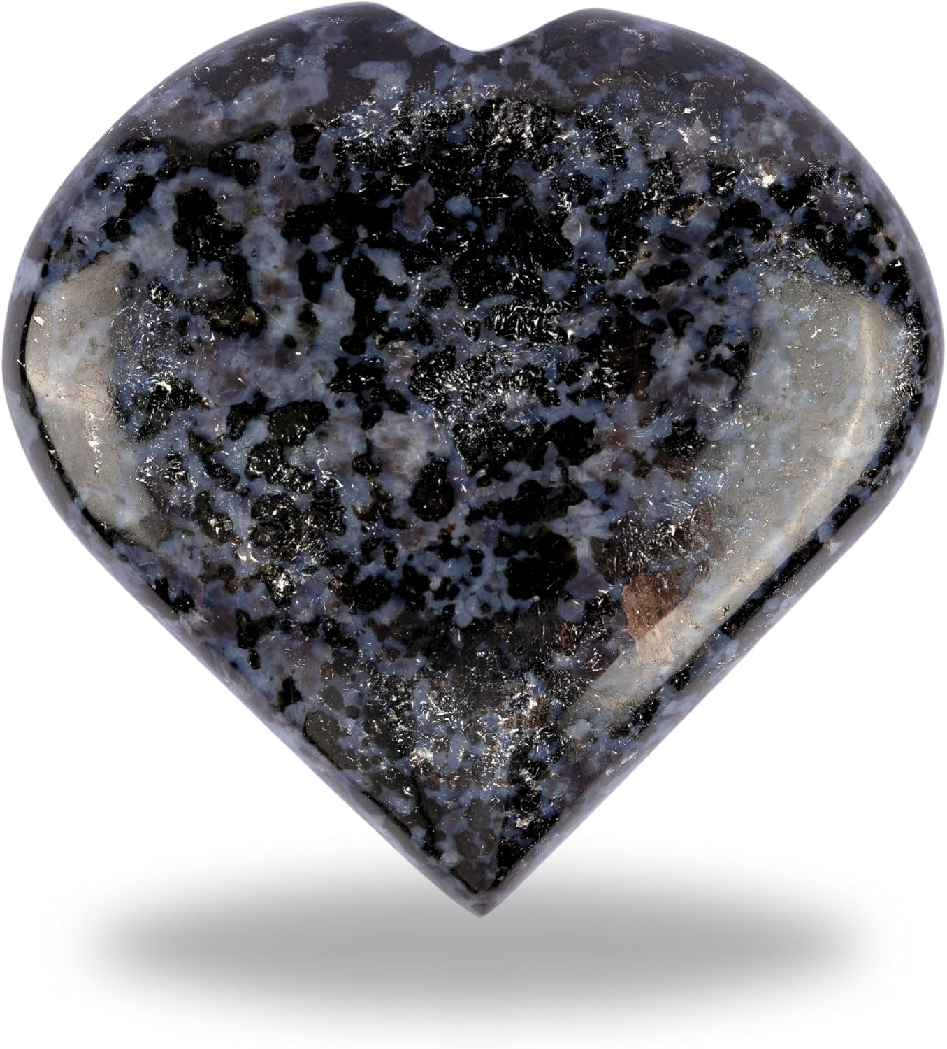 Indigo Gabbro Heart Palm Stone, Heart Shaped Crystals and Healing Stones- Pocket Worry Stone for Anxiety and Stress Relief - Healing Crystals for Meditation, Reiki, Spiritual and Crystal Gifts