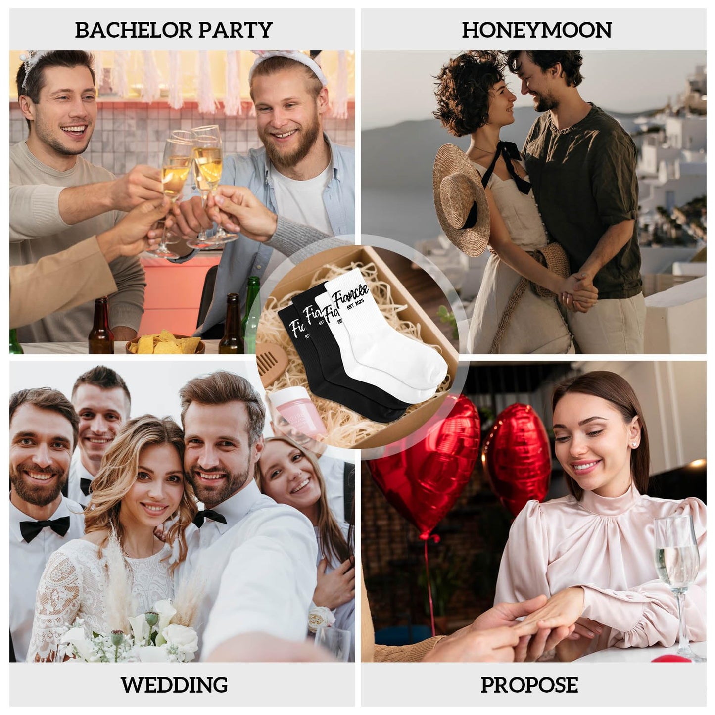 2025 Engagement Gifts for Couples, Engagement Socks for Wedding Bridal Shower Honeymoon for Fiance Fiancee and Newlyweds Couple