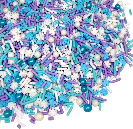 Manvscakes Sprinkles- Edible Cake and Cupcake Sprinkles with Assorted Shapes and Sizes for Parties, Metallic Sprinkle Mix for Cookies, Ice Cream, Cake and Cupcake Decorating, 4 oz (Snowflakes)
