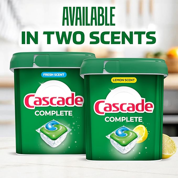 Cascade Complete Dishwasher Detergent Pods Fresh Scent Value Pack, Powerful Dishwasher Pods for Sparkling Clean Dishes, Grease-Fighting Dishwashing Detergent Tablets, 100 Count
