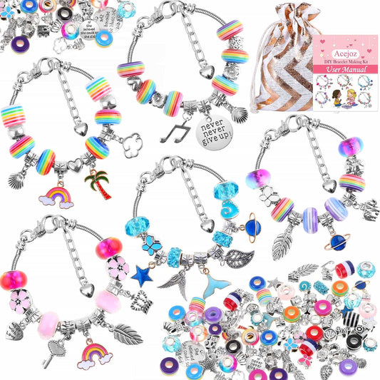 Acejoz 85 Pcs Charm Bracelet Making Kit, DIY Charm Bracelets Beads for Adults and Beginner Jewelry Making Kit