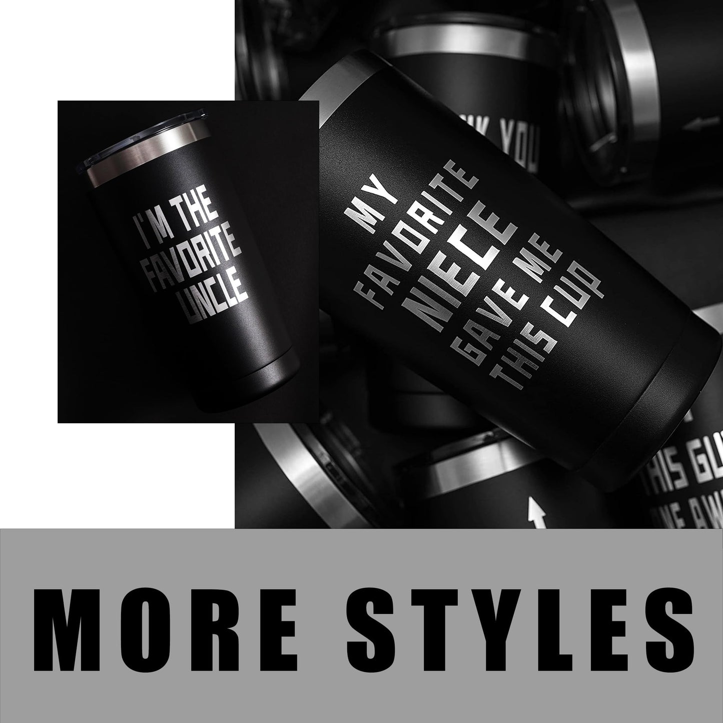 ARIABLE Funny Gifts for Brother from Sister, Brother - Christmas Gag Gifts For Men, 20oz Engraved Tumbler, Black