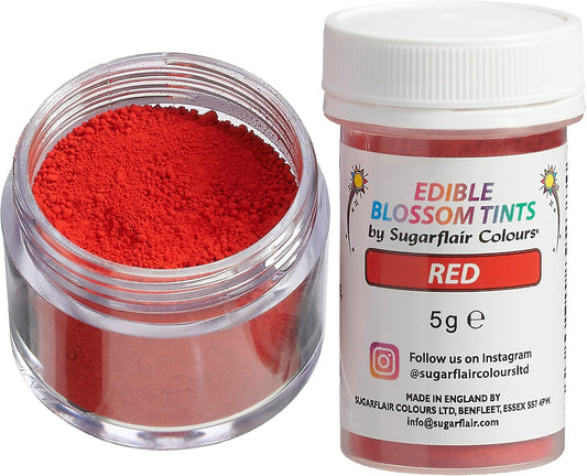 Sugarflair Red Food Colouring Dust (Blossom Tint), Powder Color, Edible, Matt Finish, Use on Cake Surfaces, Decorations Or Mix In Icing to Create Colourful Cakes & Bakes - 5g
