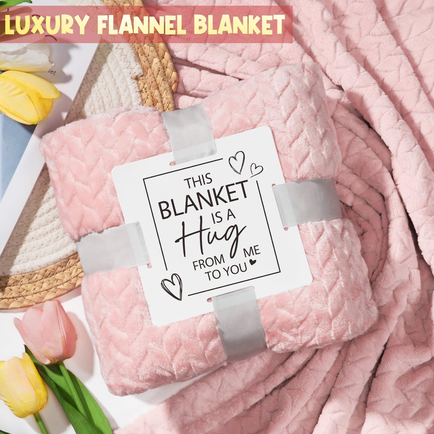 Mothers Day Birthday Gifts for Women Self Care Get Well Soon Gifts, Rose Relaxing Spa Gift Basket Thinking of You Care Package with Flannel Blanket, Unique Gift for Her Mom Wife Grandma Friend Sister