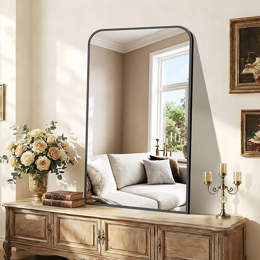 Bathroom Mirror, 30x50 inch Black Rectangle Wall Mounted Mirror with Thin Frame, Bathroom Vanity Mirrors for Over Sink, Entryway, Living Room, Bedroom