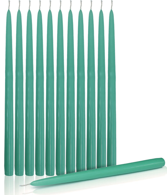 Higlow Dripless Taper Candles 15" Inch Tall Wedding Dinner Candle Set of 12 Turquoise