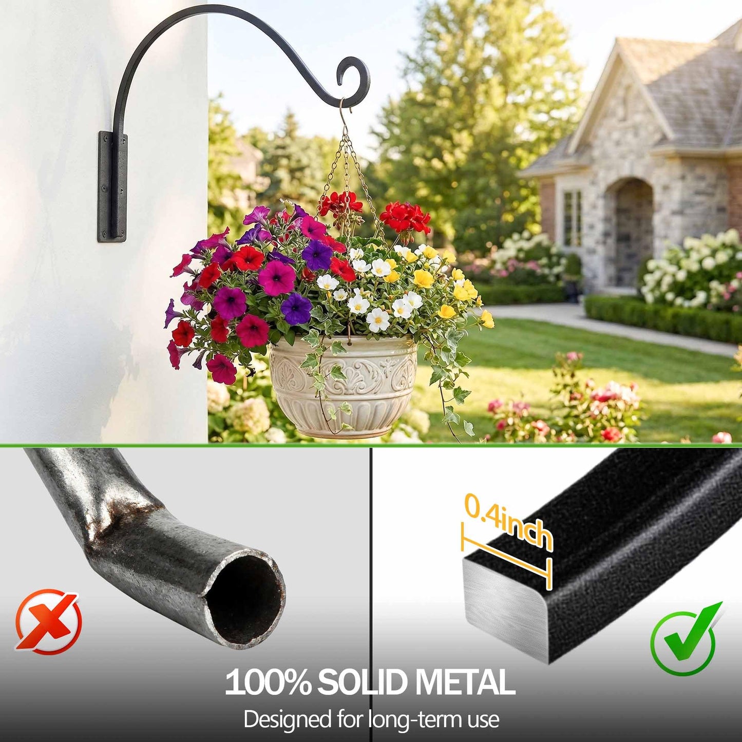 Lifyzoon Heavy Duty Plant Hanger Bracket (22"/Black) Outdoor Hand-Forged Hanging Plant Bracket Durable and Stable Bird Feeder Hanger"