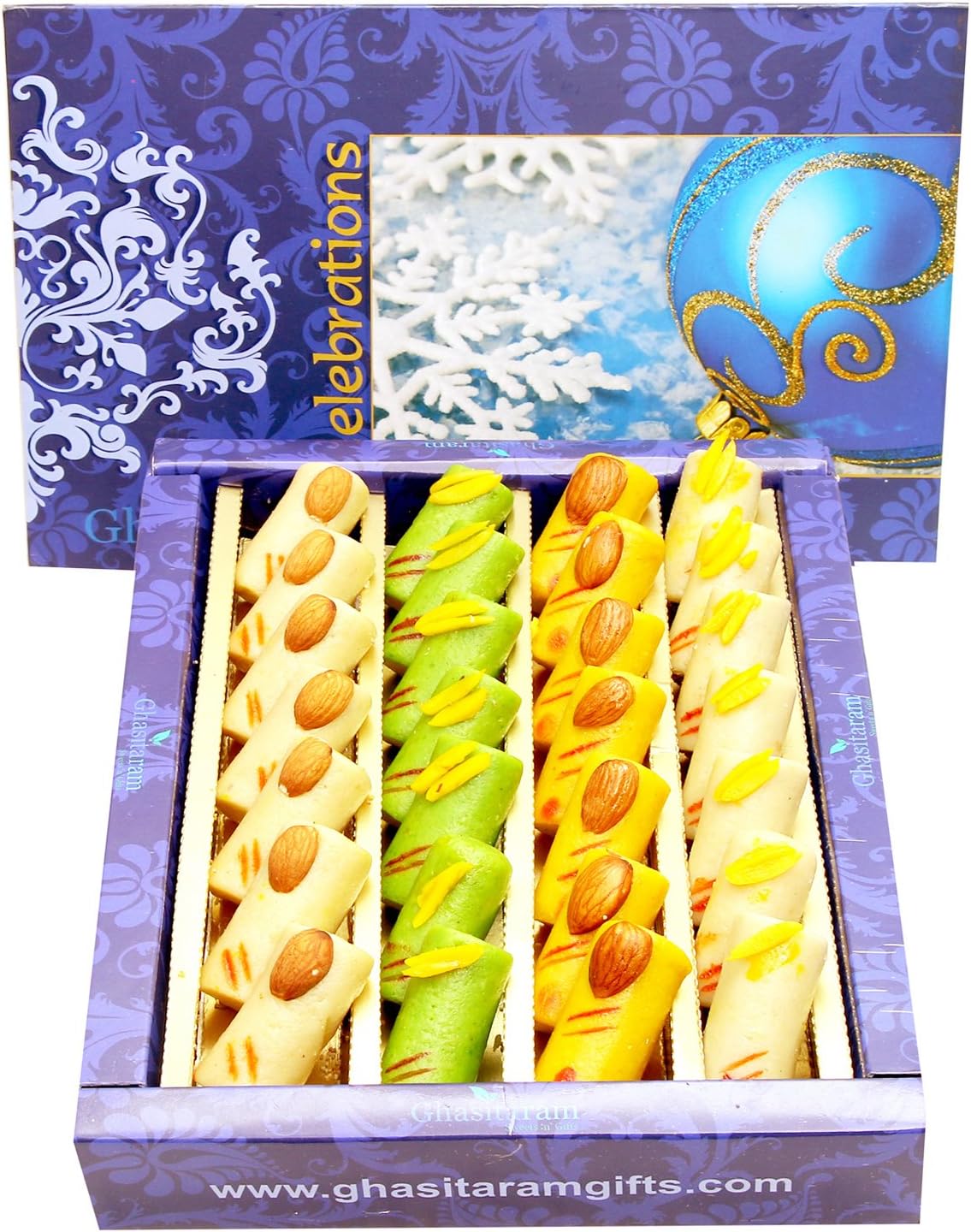 Ghasitaram Gifts Diwali Gifts Sugarfree Sweets - Assorted Rolls Box 800 GMS