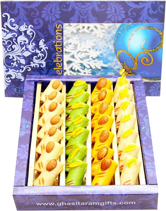 Ghasitaram Gifts Diwali Gifts Sugarfree Sweets - Assorted Rolls Box 800 GMS