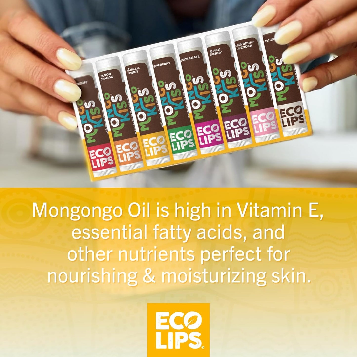 Mongo Kiss USDA Organic Lip Balm Set 8-pack (0.15 oz. each) with Mongongo Oil & Cocoa Butter to Moisturize Chapped Lips | Made in USA by Eco Lips - Honey Vanilla