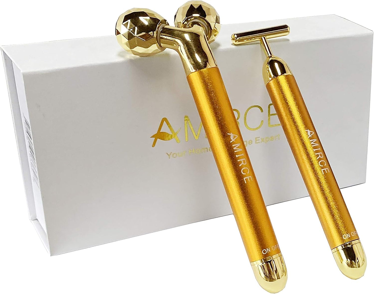 Face Massager Roller Golden 3D Roller Electric Facial Roller and T Shape Facial Roller Massager Kit Face Rollers