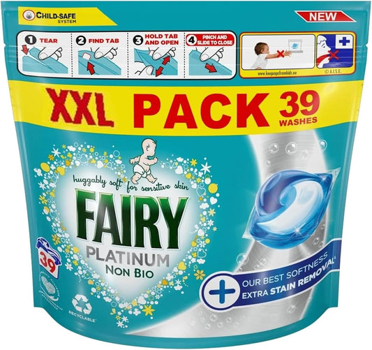 Fairy Non Bio Platinum Pods Washing Liquid Capsules 39 Washes