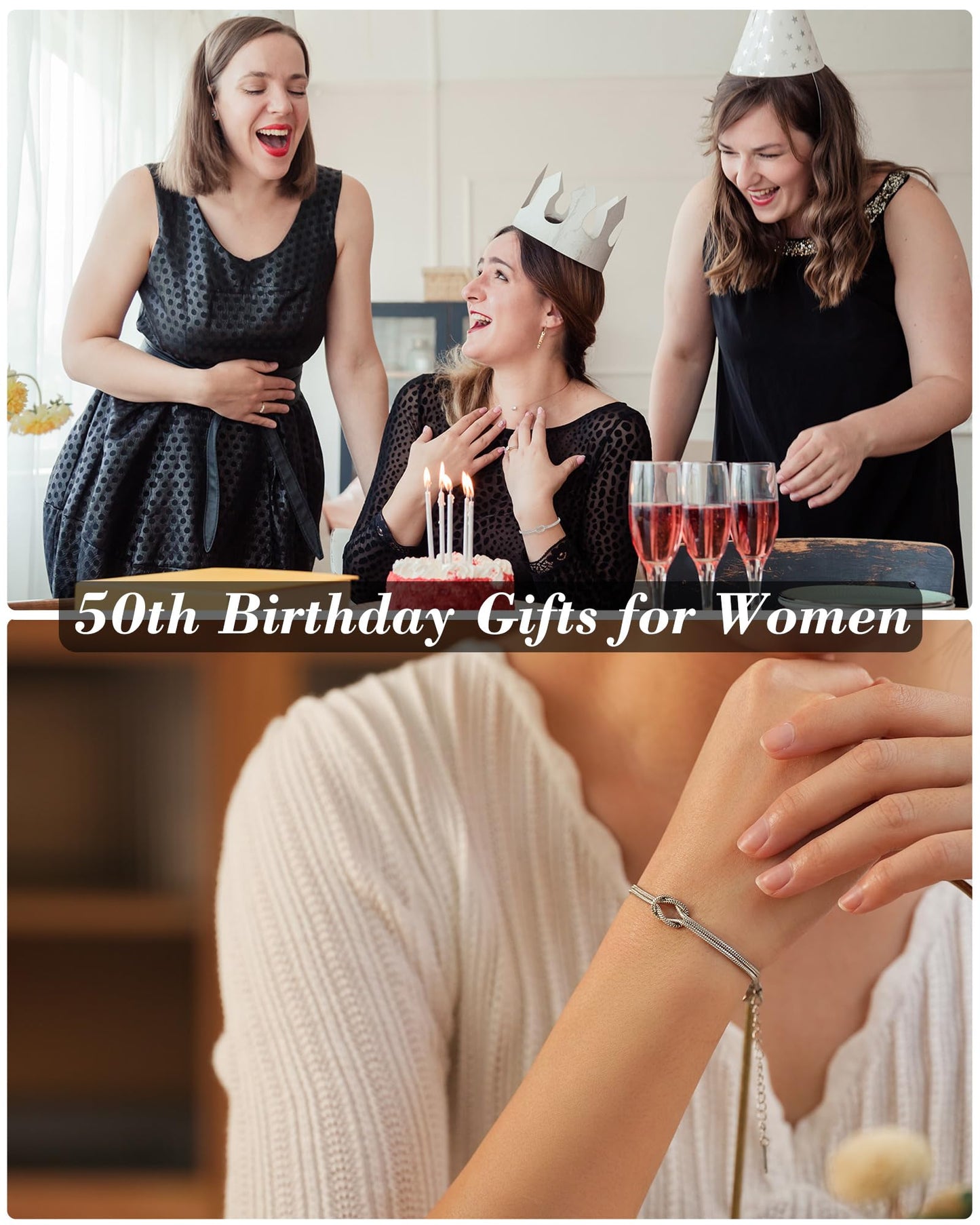 Tarsus 50th Birthday Gifts for Her Love Knot Bracelet Happy 50 Year Old 50th Birthday Decorations Gifts for Women