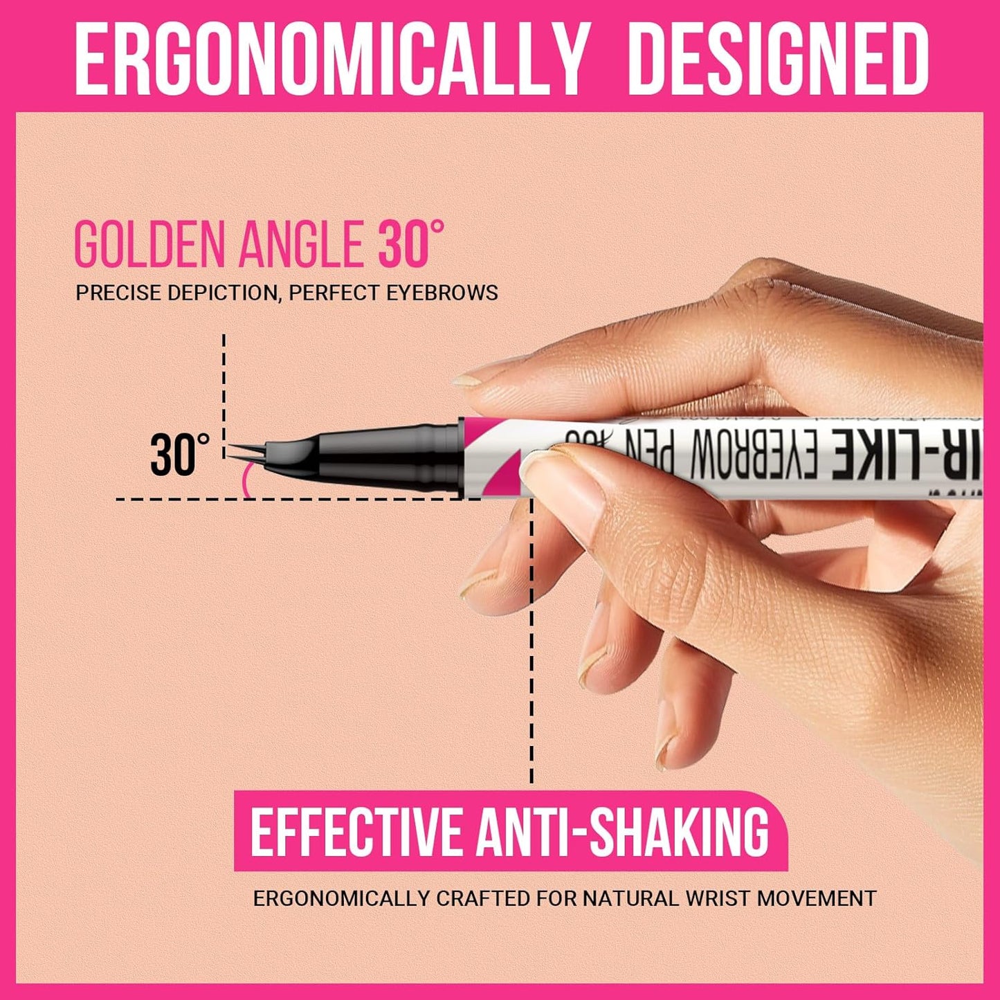 iMethod Curved Eyebrow Pen - 2-in-1 Dual-Ended Eyebrow Pencil with Curved Tip and Precise Brush-Tip, Microblading Pen for Natural Hair-Like Brows, Long Lasting, Light Brown