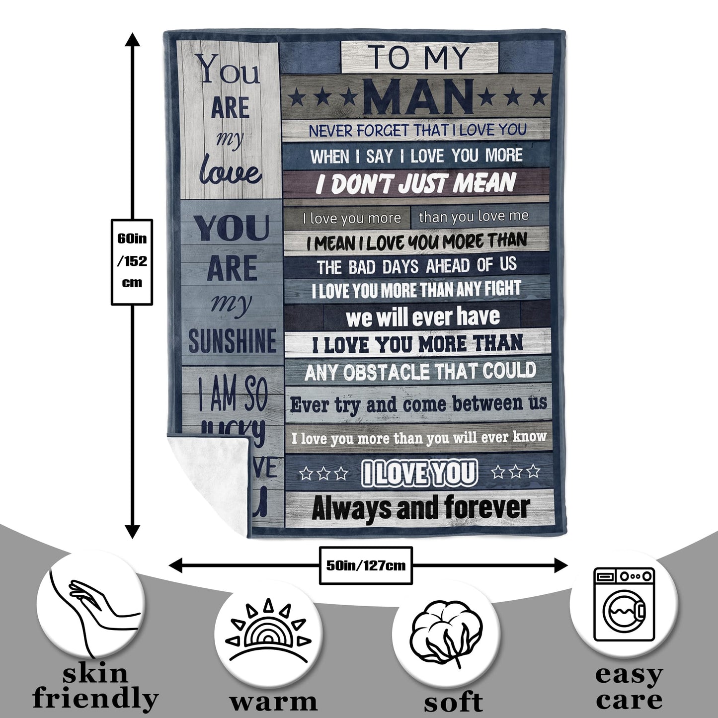 Xutapy Gifts for Husband Boyfriend Blanket 60’’x50’’, Boyfriend Husband Birthday Gifts, Anniversary/Christmas/Valentines Gift for Him, I Love You Present for Him
