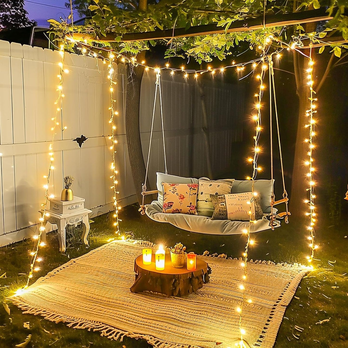 JMEXSUSS 400 LED String Lights Indoor Outdoor Waterproof, 132 ft Warm White Christmas Lights Plug in with Remote, 8 Modes Led String Lights for Outside Patio Holiday Party Bedroom Classroom Decor