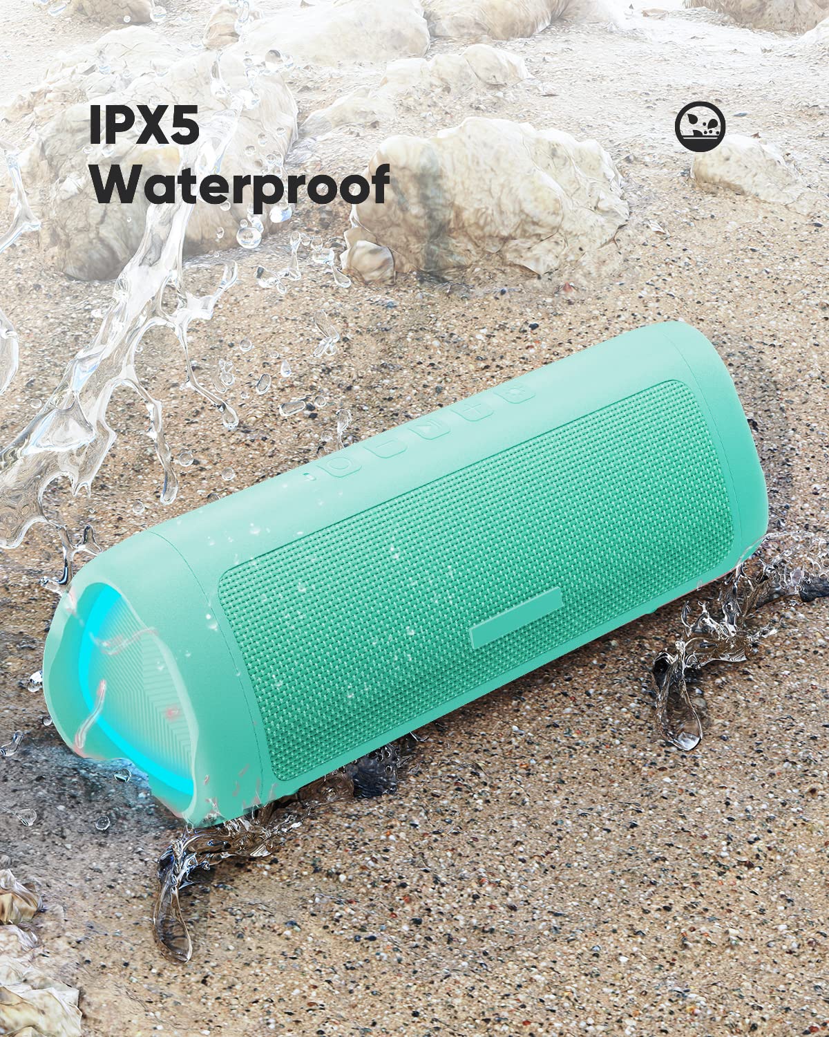 Bluetooth Speaker with HD Sound, Portable Wireless, IPX5 Waterproof, Up to 20H Playtime, TWS Pairing, BT5.3, for Home/Party/Outdoor/Beach, Stocking Stuffers, White Elephant Gifts for Adults (Teal)