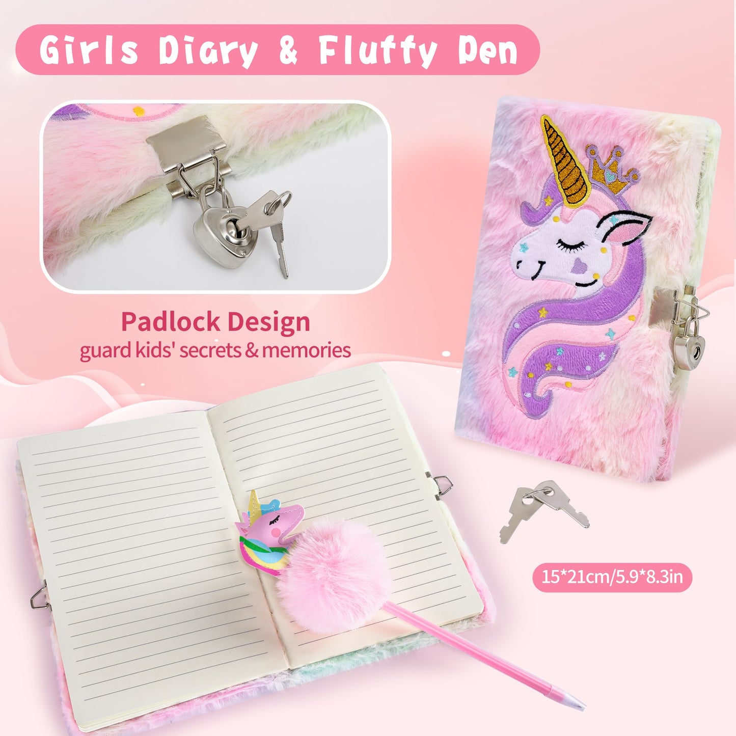 Cherry Tale Unicorn Gifts for Girls Age 6-8, Kids Unicorn Toys Set with Light Up Star Pillow Diary Headband Eye Mask Christmas Birthday Gifts for Little Girls Age 4 5 6 7 8 9 10
