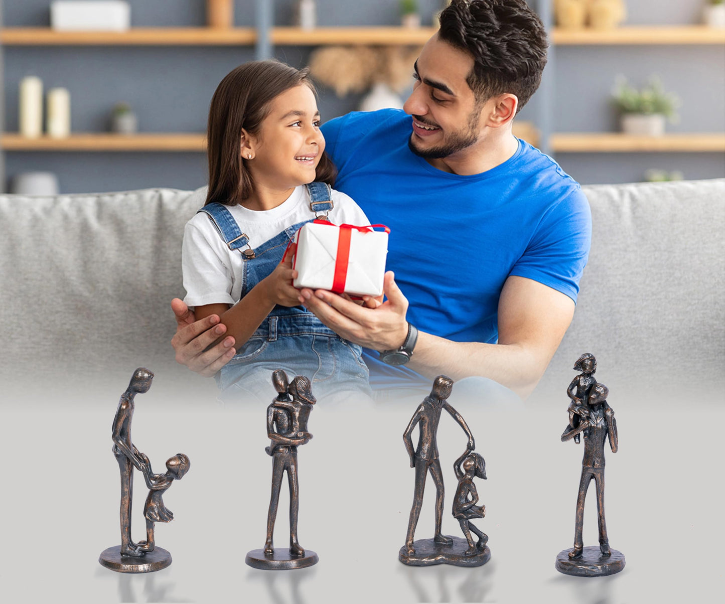 HAFKOIS Dad Gifts from Daughter Birthday Gifts for Dad Father Daughter Heartwarming for Dads Figurine Love Sculpture Decoration for Fathers Day Christmas Statue for New Stepdad Husband