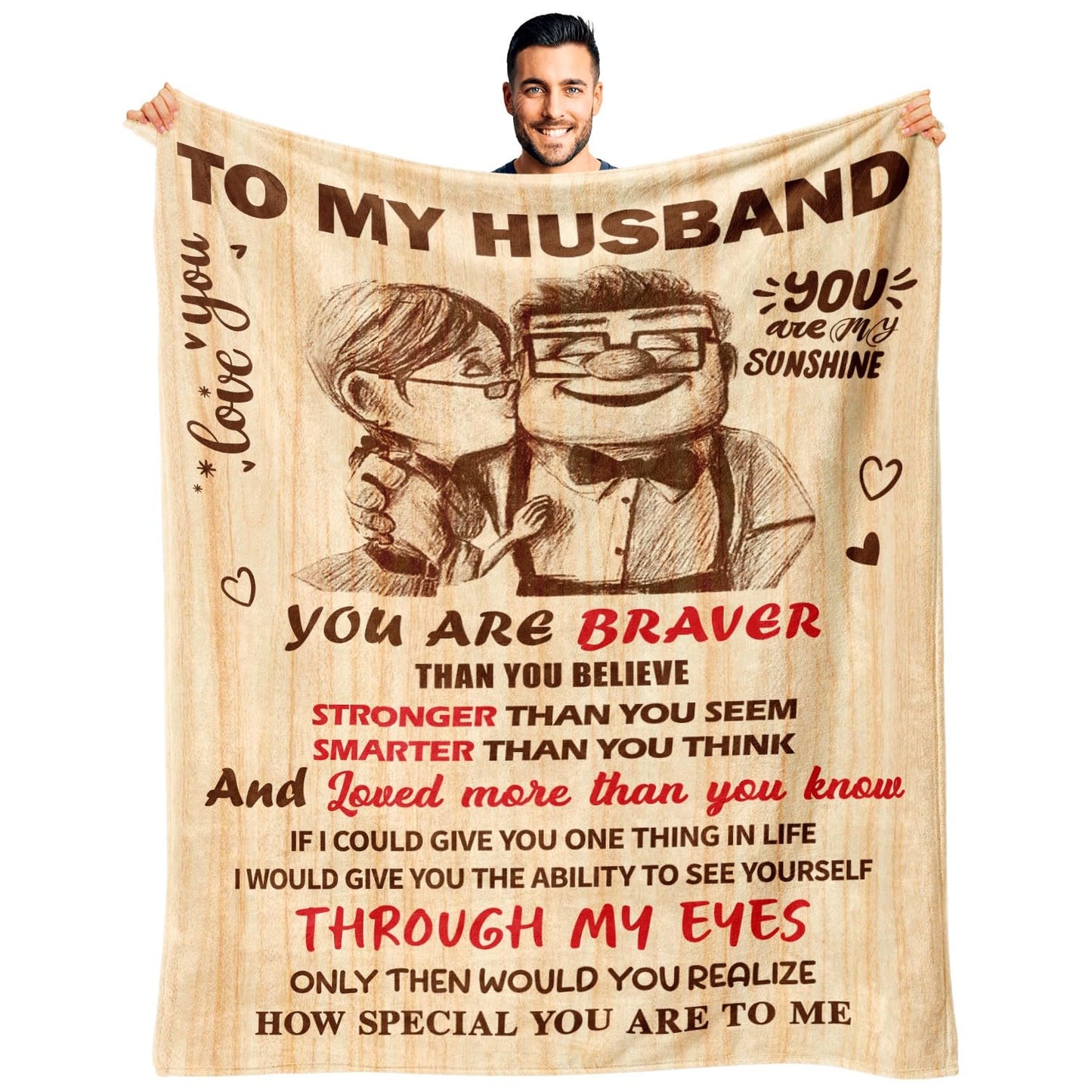 Birthday Gifts for Husband from Wife - Anniversary Wedding Gifts for Men - Romantic Love Present for Him - Christmas Fathers Valentines Day Birthday Gift Ideas for Husband - to My Man Blanket 60"x80"