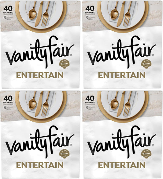 Vanity Fair Entertain Paper Napkins, Disposable Napkins Made For Entertaining And Events, 40 Count (Pack of 4)