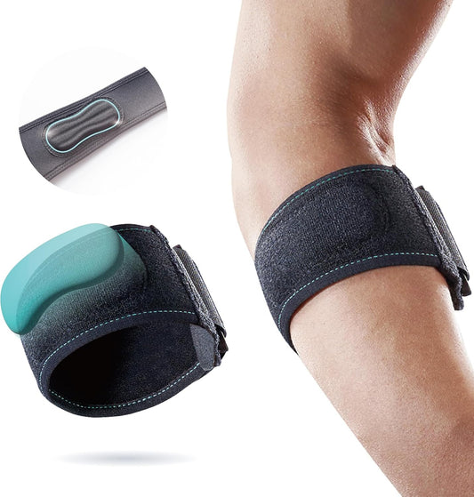 OPPO RE300 Adjustable Tennis Elbow Strap - Breathable Brace for Tennis & Golfers Elbow Pain Relief - Tendonitis Support for Men & Women (Black, One Size, 1-Pack)