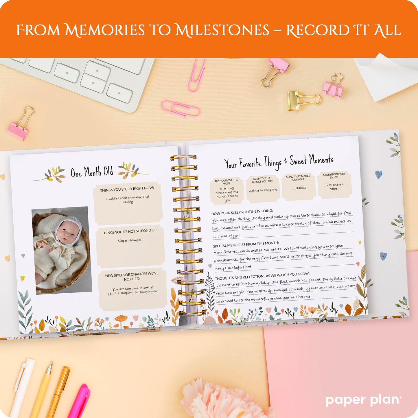 Baby Memory Book Keepsake – 146 Page Baby Journal from Pregnancy to Age 5 | Baby Scrapbook, Gift for Baby Shower, Gender Neutral Baby Book for Boys & Girls