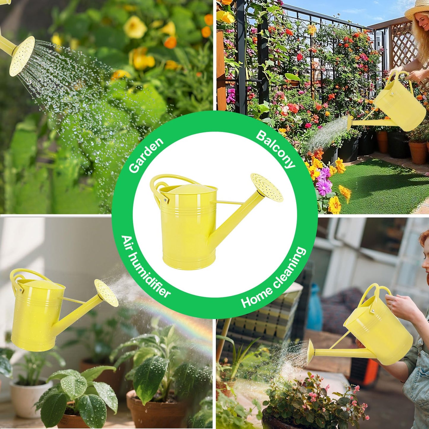Galvanized Iron Watering Can for Indoor Plants, DIY Watering Cans for House Plant Garden Flower, Long Spout Water Can for Outdoor Watering Plants 6.44L 1.7Gallon (Beige)
