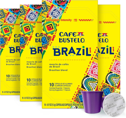 Café Bustelo Aluminum Espresso Capsules, Brazil Blend, Nespresso Original Line Compatible, Intensity 11, 40 Count