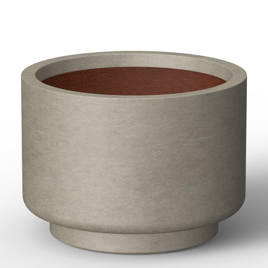 Kante 15.7 Inch Dia Concrete Planter, Weathered Concrete Finish with Painted Interior