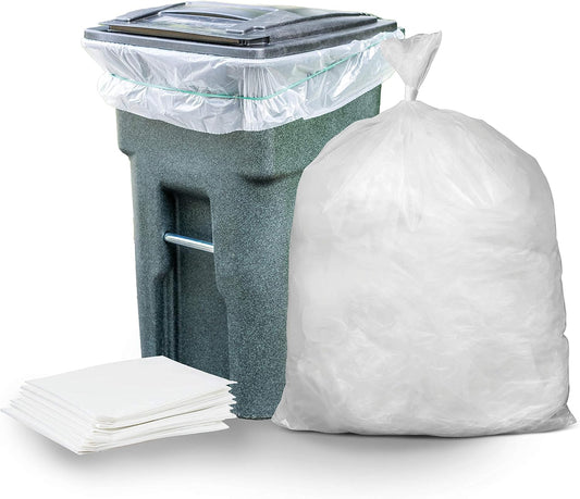 Plasticplace 64-65 Gallon Trash Can Liners for Toter │ 1.5 Mil │ Clear Heavy Duty Garbage Bags │ 50” X 60” (50Count) (W65LDCTL)