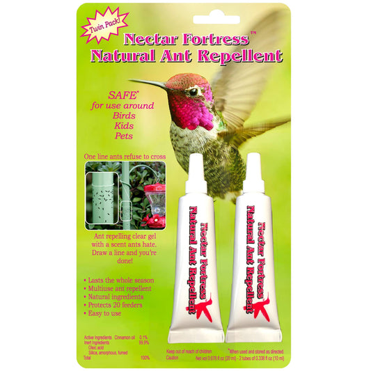 Sapphire Labs Nectar Fortress Natural Ant Repellent; Multi-Purpose Clear Gel Ant Guard for Hummingbird Feeders - Twin Pack