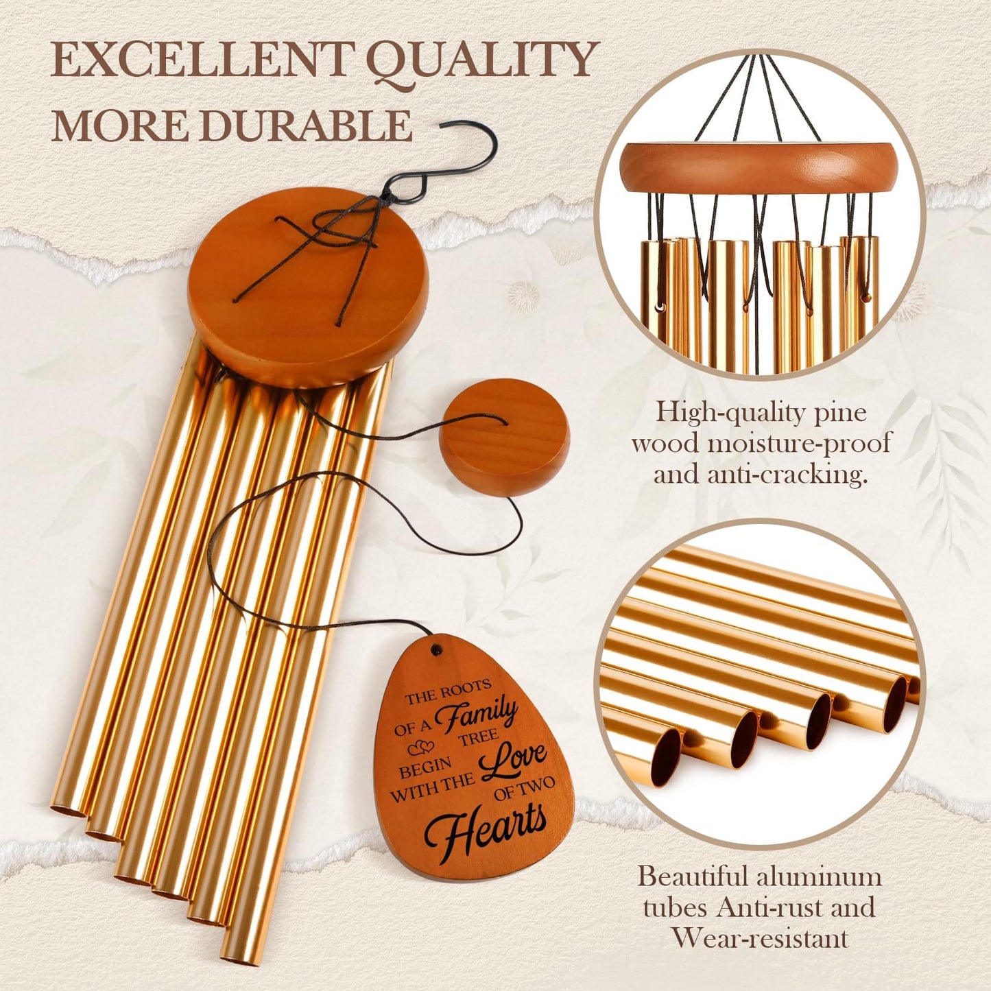 Leebbsin 40th Wedding Anniversary Wind Chime, Happy 40th Anniversary Romantic Gifts for Couple, Parents, Wife, Husband, Friends, Ruby Wedding Anniversary's Keepsake Gifts Ideas