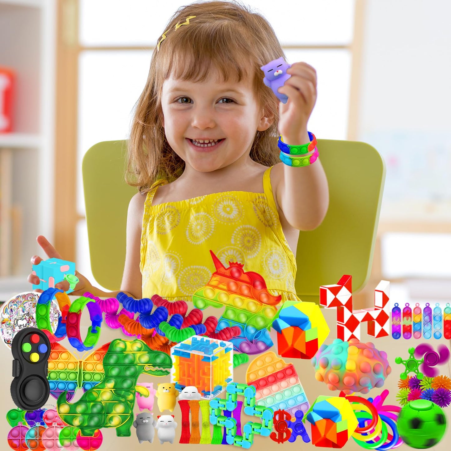 MOZACI Fidget Toys, 120 Pack Fidgets Set Stocking Stuffers for Kids Party Favors Autism Sensory Toy Bulk Adults Kids Boys Girls Teens Stress Autistic ADHD Anxiety Carnival Treasure Classroom Prizes