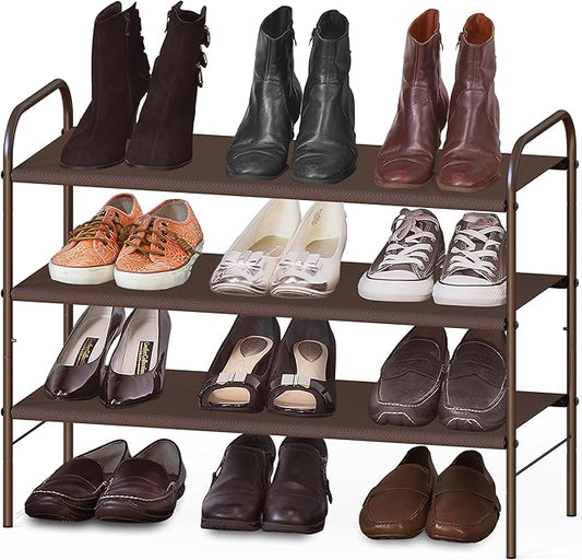 Simple Houseware 3-Tier Shoe Rack Storage Organizer, Bronze â Space-Saving Shoe Shelf, Holds 9â16 Pairs, Sturdy Metal Frame, Easy Assembly â Closet, Entryway, Bedroom Shoe Storage Solution