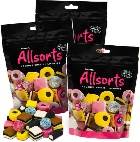 Gustaf's Licorice Allsorts 7 oz Bag Pack of 3-3 Types of English Liquorice Treats - Gourmet Licorice Candy Assortment - Soft Liquorice Candy