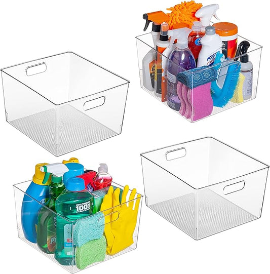 ClearSpace Clear Plastic Storage Bins â XL 4 Pack Perfect for Kitchen,Fridge, Pantry Organization, Cabinet Organizers