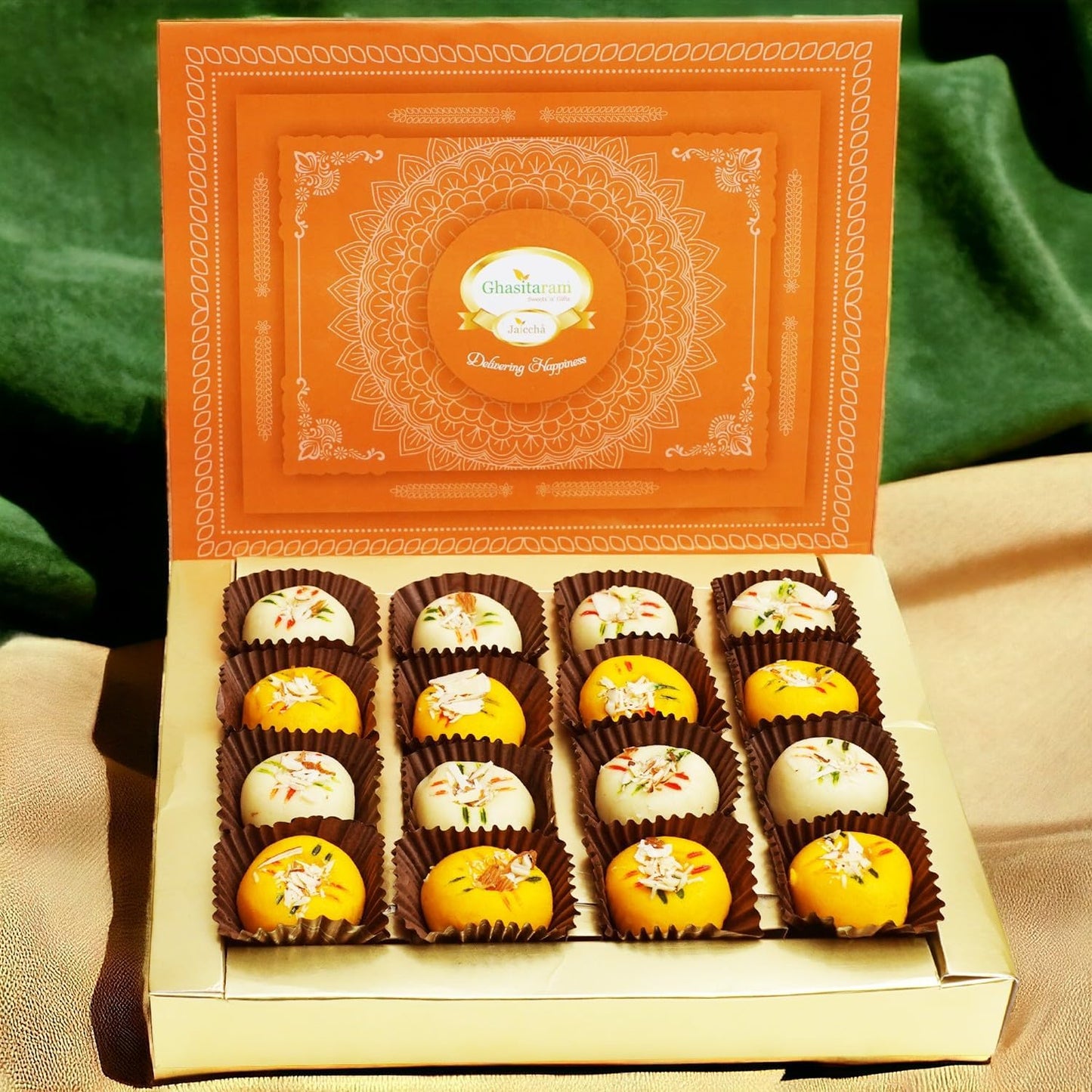 Ghasitaram Gifts Indian Sweets - Sugarfree Mawa Peda (kesar)(400 gms)