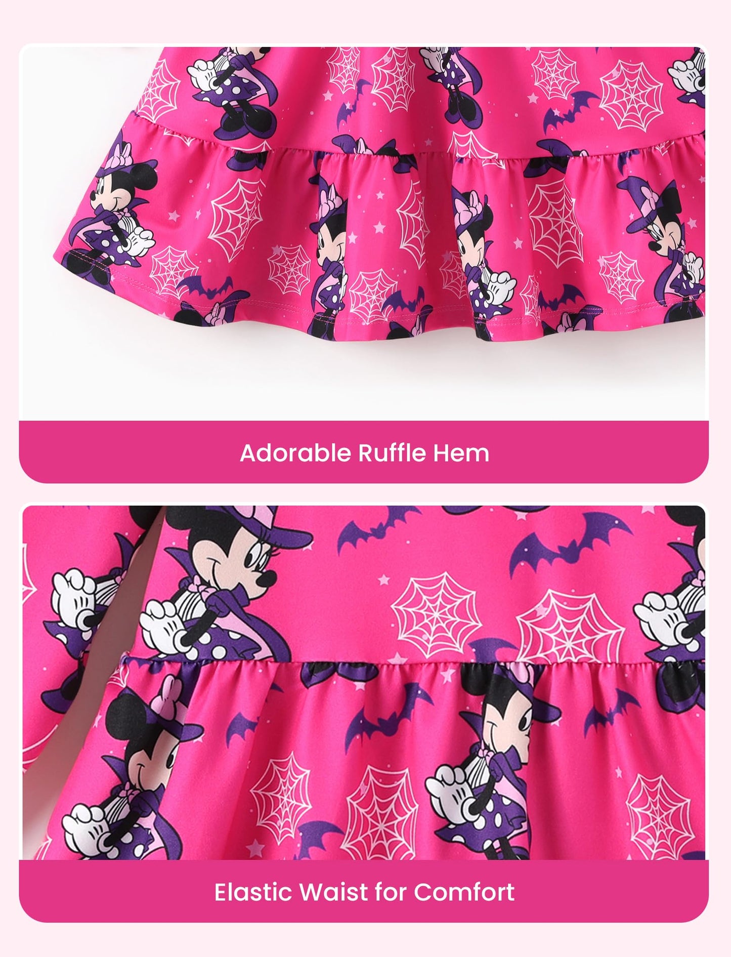 Disney Minnie Mouse Dress Toddler Girl Halloween A-Line Long Sleeve Winter Fall Clothes Cute Kids Outfit Birthday Gift Party Costume 5-6 Yeras