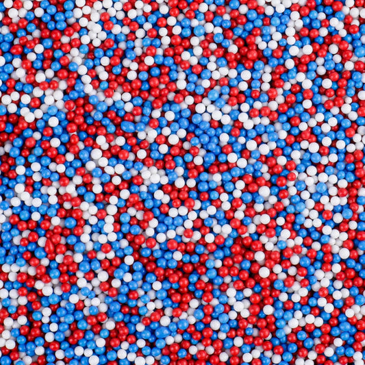 Patriotic Nonpareils Sprinkles - 4.6oz Red White & Blue Pearl Sprinkles for Cake Decorating, Cupcake, Cookie, Donuts, Ice Cream Toppings | 4th of July Sprinkles for Baking, 2mm