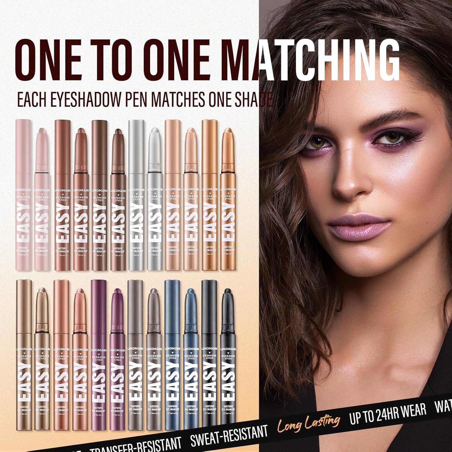 Jolilab Eyeshadow Stick Set, 2 Colors Matte Professional Bright-Colored Contouring and Highlight Eyeshadow Stick, Cream Waterproof Long Lasting High Pigmented Eye Shadow. (2, 08+22 2pcs)