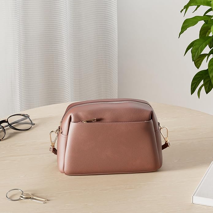 FashionPuzzle Triple Zip Small Crossbody Bag
