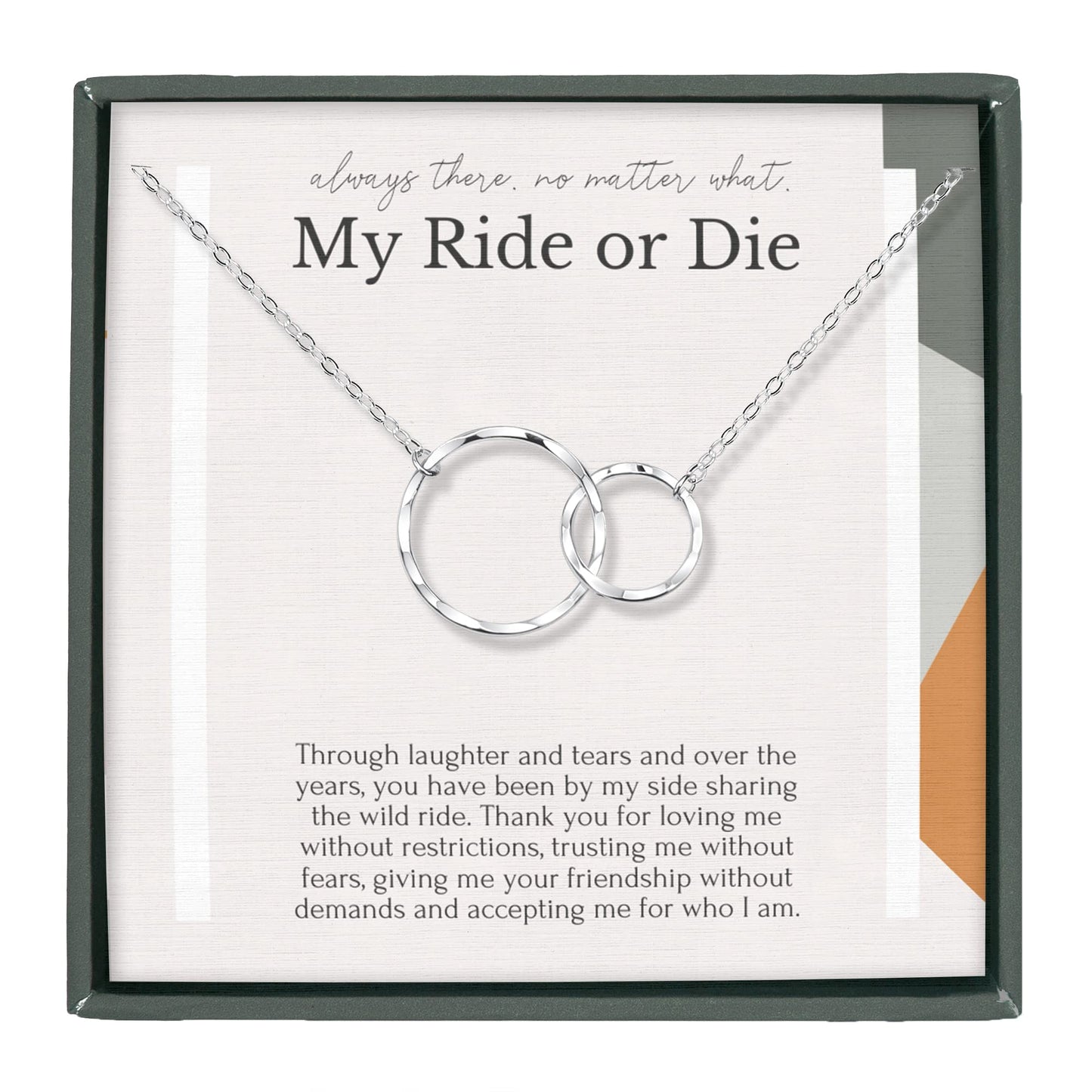 HOPE LOVE SHINE Best Friend Necklace Gift for Women - Interlocking Circle Sterling Silver Necklace - Ideal Gift for BFF, Soul Sister, Unbiological Sister - Gift Ready Best Friend Jewelry